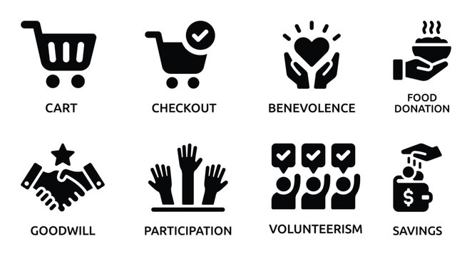 Charity and Donation Vector Icons Set
