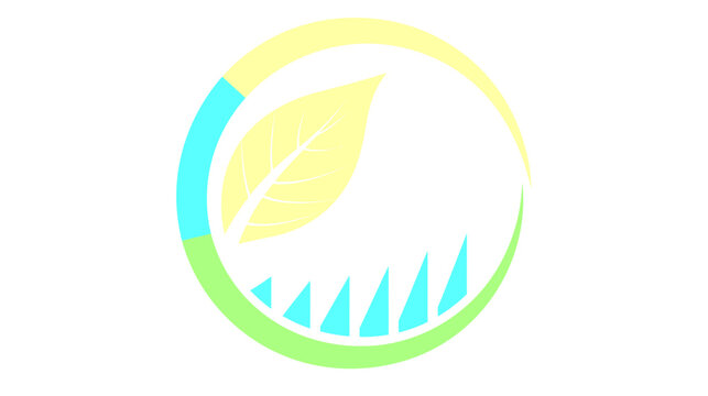 Circular eco business logo with leaf and growth chart
