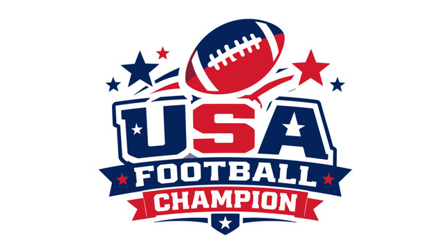 USA Football Champion Logo Emblem with Stars.