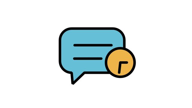Animated icon of a chat bubble with a circular clock icon inside, representing fast customer response time and support availability.