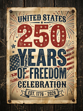Vintage Fourth of July Poster Template for American 250th Anniversary Celebration
