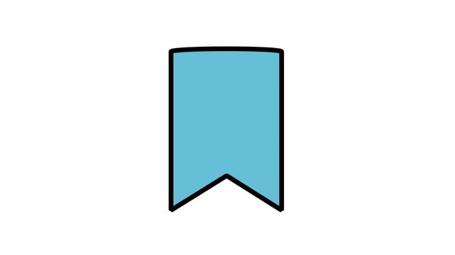 Animated icon of a blank hanging ribbon banner badge symbol, ready for adding text, numbers, or logo, representing high rank decorative ribbon.