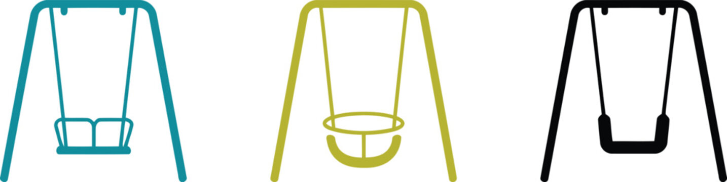 Three different swing set designs in vector style Vector