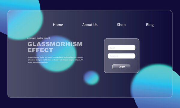 Landing page template with gradient glassmorphing effect