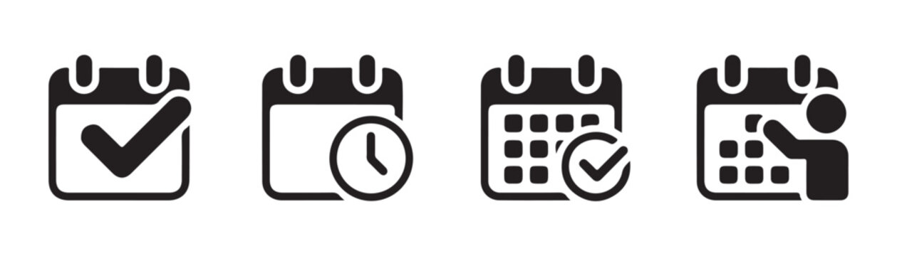 Collection of calendar icons representing scheduled events deadlines and task management.
