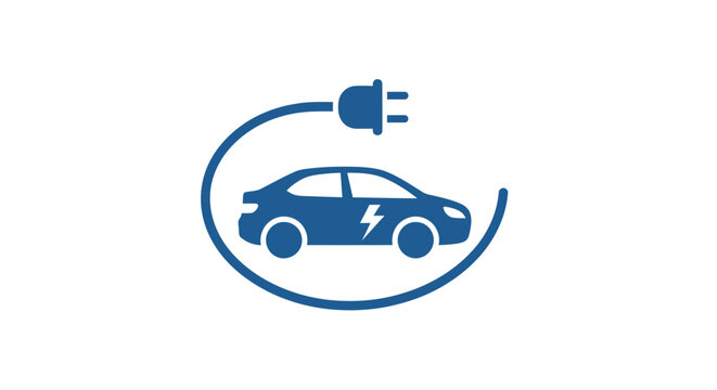 A blue icon representing an electric vehicle with a charging cable connection