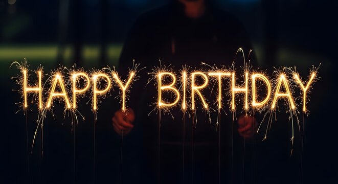 Bright Happy Birthday Sparkler Celebration Sign.