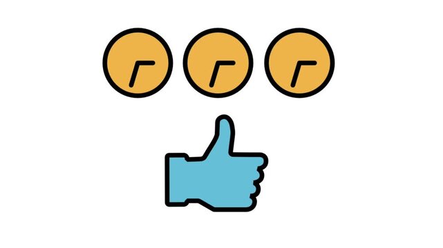 Animated icon of three thumbs up hand gestures under speed dials, representing overwhelming positive feedback, excellent performance, and high speed.
