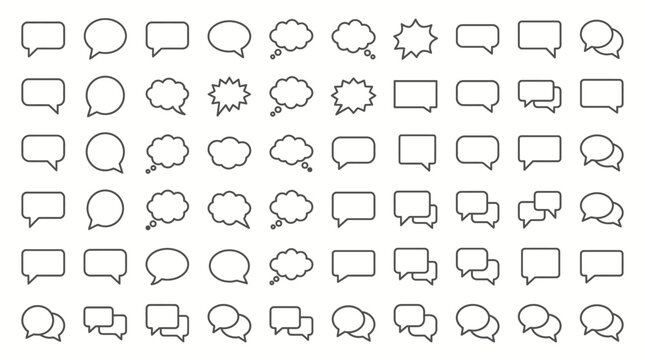 speech bubble icons vector set, comic dialog clouds