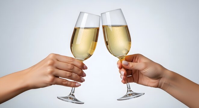 Celebration of Cheers with Glasses of Champagne Clinking.