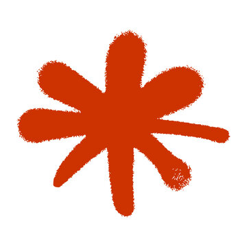 Orange star asterisk shape graphic displaying messy spray paint aerosol mist edges for alternative youth streetwear clothing brand merchandise pattern backdrop presentation layout clip art.