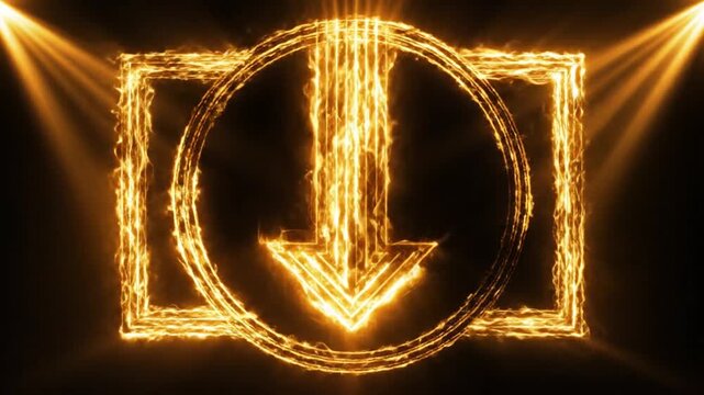 Abstract glowing arrow symbolizes digital download and connectivity