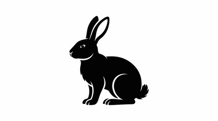 Obraz premium Black rabbit silhouette vector illustration on white background