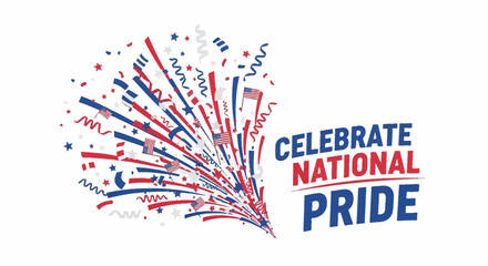 Obraz premium Celebrate National Pride with Patriotic Fireworks and Confetti Design