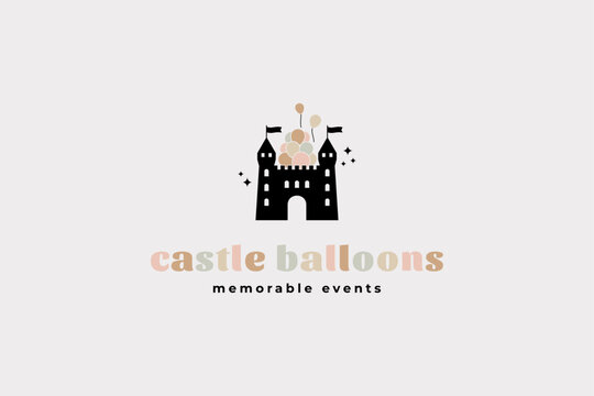 Castle and balloons logo design for event planner and kids party