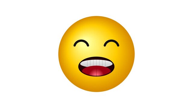 A bright yellow emoji face showing a wide happy laugh with closed eyes and big teeth