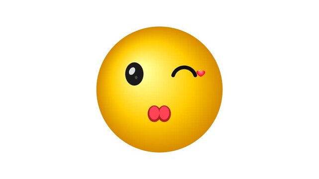 A yellow winking emoji face with puckered lips expressing a playful flirty emotion