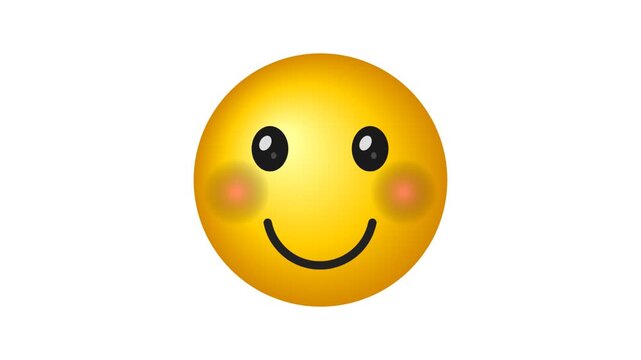 A bright yellow smiley face emoji with blushing cheeks and a warm friendly expression