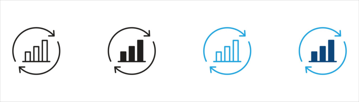 Analytics Refresh Icon Collection. Data Update and Statistics Symbols Set. Business Vector Illustration