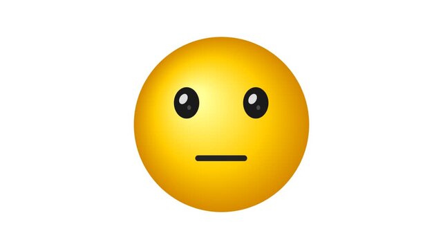 A yellow emoji face with a neutral expression showing a flat mouth and round eyes now