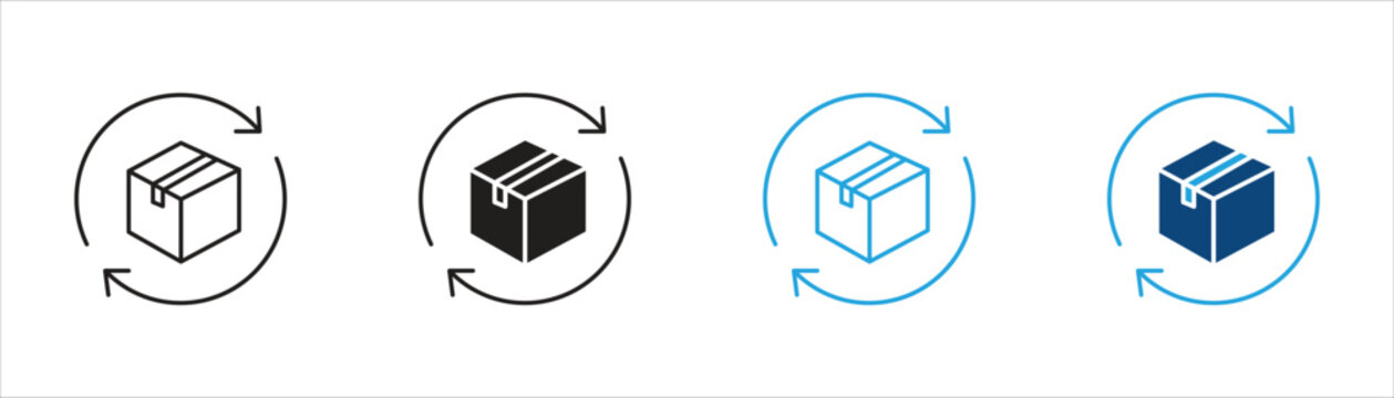 Package Return Icon Collection. Delivery Exchange and Shipping Symbols Set. Logistics Vector Illustration.