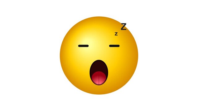 A yellow sleeping emoji face with closed eyes and an open mouth showing sleepy zzzs