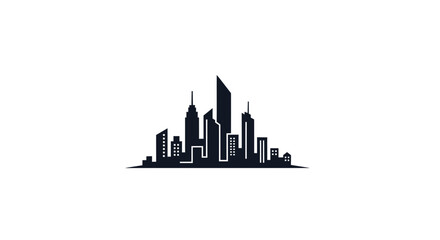 Fototapeta premium Modern City Skyline Silhouette Black and White