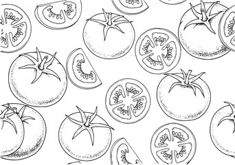 Obraz premium Tomato Vector Illustration with Sliced Tomatoes