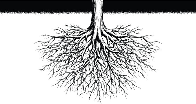 Tree Root System Vector Illustration