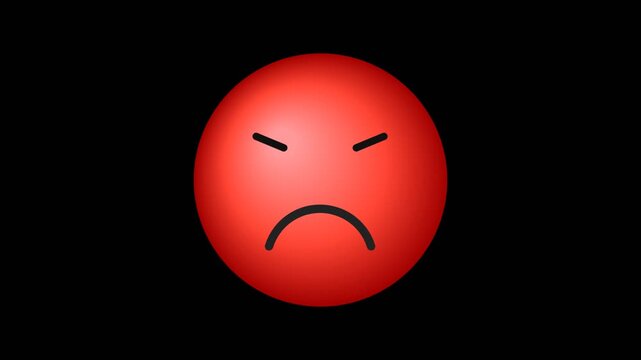 A bright red angry emoji face with furrowed brows and a downturned mouth.