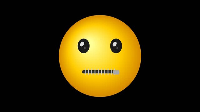 A yellow emoji with a zipper mouth icon representing silence on a dark black background