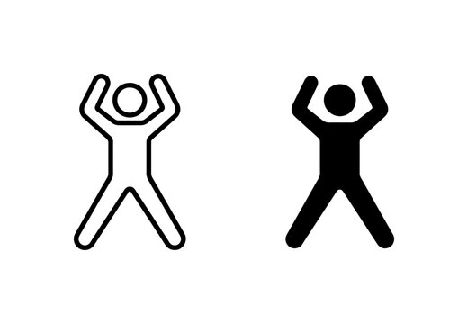 Jumping Jack Icon Set, Fitness Exercise Silhouette, Active Lifestyle Vector