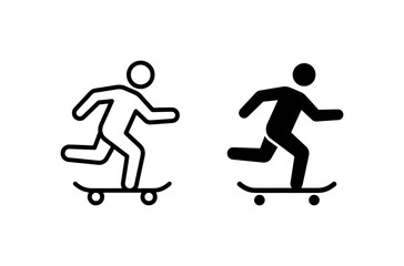 Obraz premium Skateboarder Icons, Action Silhouette, Vector Graphics, Sport Symbol