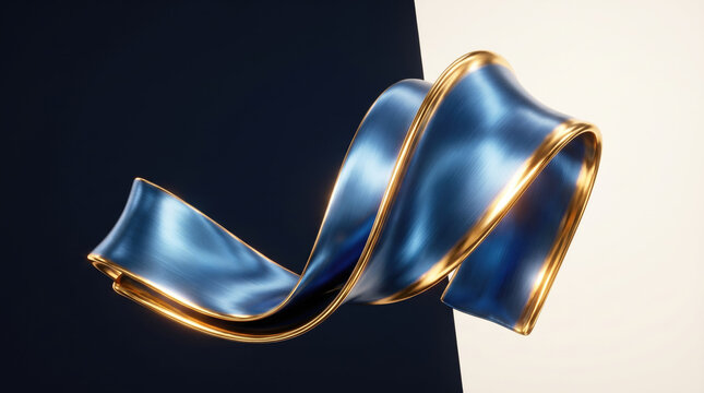 Brushed Metal Ribbon with Satin Reflections on Dark Background