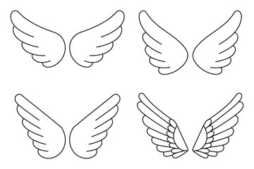 Obraz premium Collection of four stylized wing in black and white