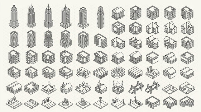 Collection of Architectural Building Designs and Blueprints.