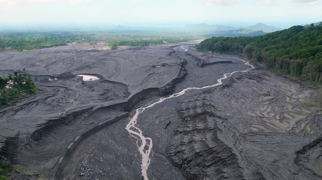 Mount Semeru Lahar Flow December 2021 Eruption Java Indonesia Drone Track In 4K 30FPS