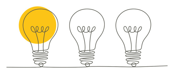 Bright idea: one illuminated lightbulb stands out among others © khalid