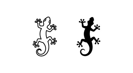 Naklejka premium Gecko Silhouette Vector Icons, Reptile Outline Art, Lizard Graphic Elements