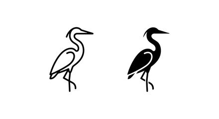Naklejka premium Heron Icons: Minimalist Line Art and Silhouette Vector Graphics