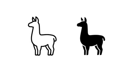 Naklejka premium Llama Icon Set, Outline and Silhouette, Vector Graphics
