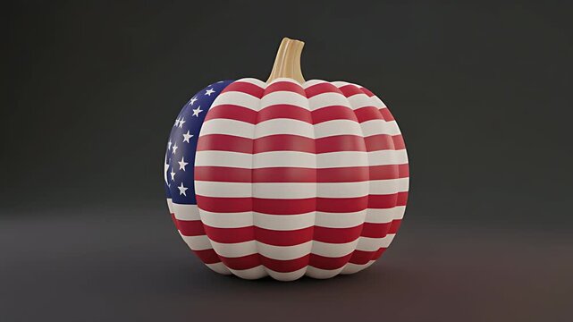3D Patriotic Pumpkin with Star Pattern