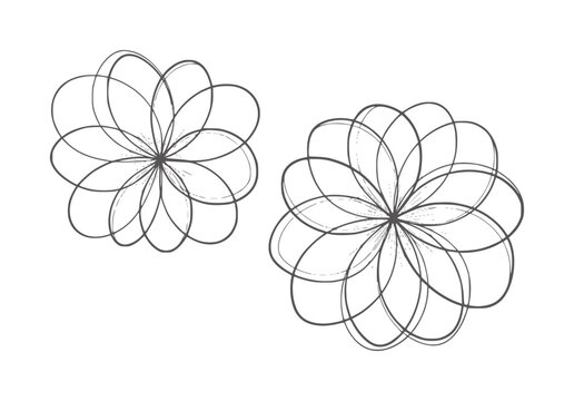 Two abstract floral outlines in dark grey a white