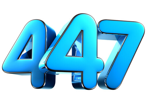 Blue number 447 3d illustration. Advertising signs. Product design. Product sales