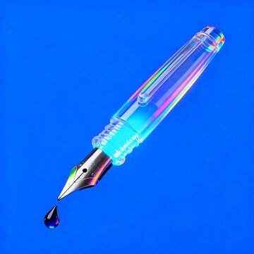 Royal Ink Elegance: 3D Floating Pen Masterpiece