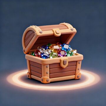 Digital Treasure Trove: 3D Claymorphic Chest with Gems