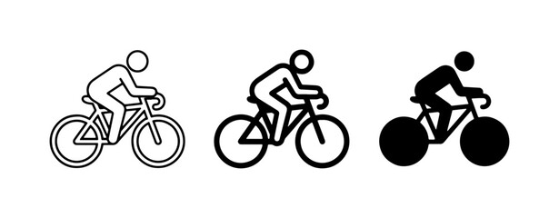 Obraz premium Cycling Icons: Line Art, Outline, Silhouette of Cyclist