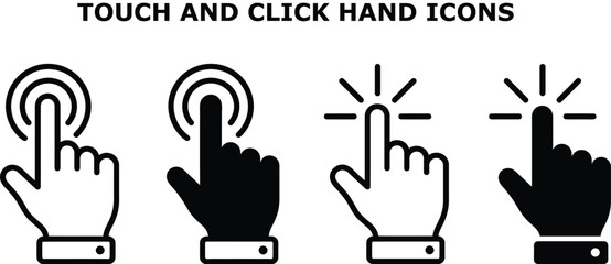 Fototapeta premium Touch and Click Hand Gestures Icon Set 