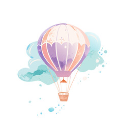 Naklejka premium Watercolor Style Hot Air Balloon Vector Illustration