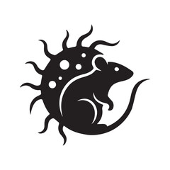 Fototapeta premium Hantavirus vector icon concept with rat silhouette, virus cell, and bacteria